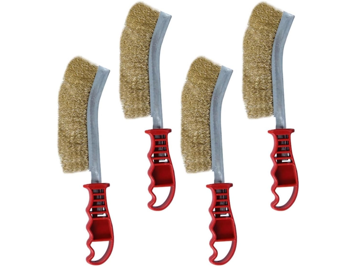 Conjunto De 4 Escovas Para Churrasco Em Aço E Plástico, Duráveis