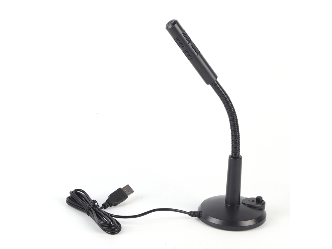 Microfone Usb Omnidirecional Para Computador Desktop, Plug Play, Preto Luz Dourada