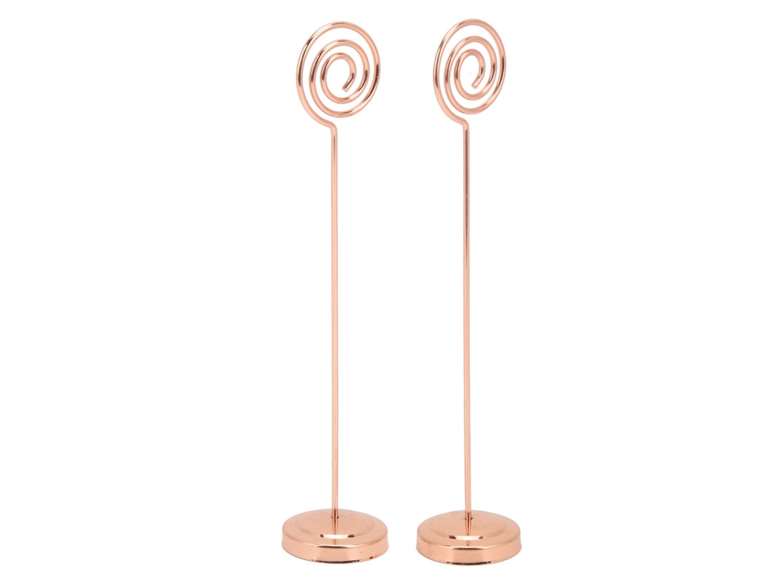2 Peças Porta Números Mesa 200mm Metal Redondo Ouro Rosa Porta Cartões Porta Fotos