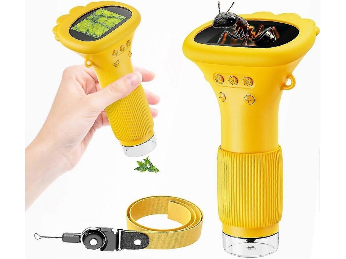 Microscópio Digital Portátil Laranja Com Tela De 2 Polegadas - Presente Ideal Para Ciências Para Crianças De 3 A 12 Anos