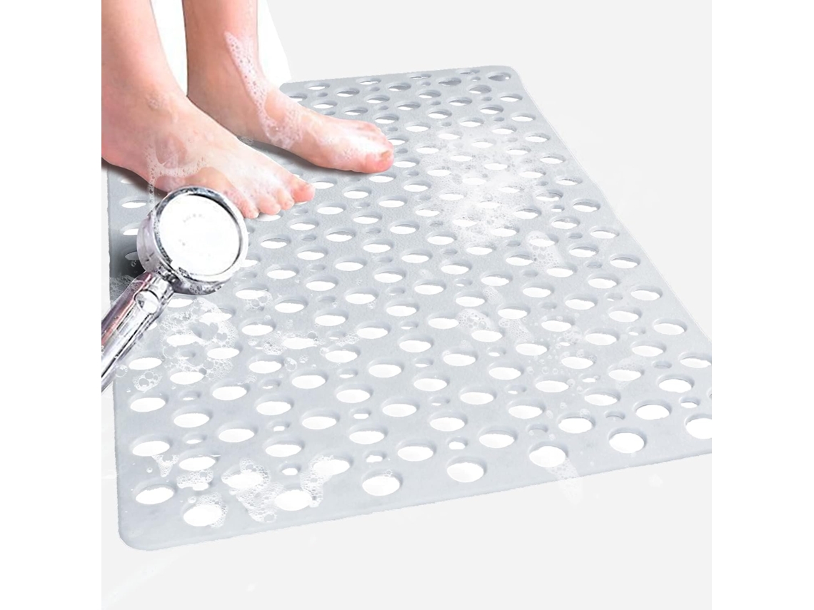Tapete De Banheiro Quadrado Antiderrapante 43x75cm Lavável À Máquina Branco