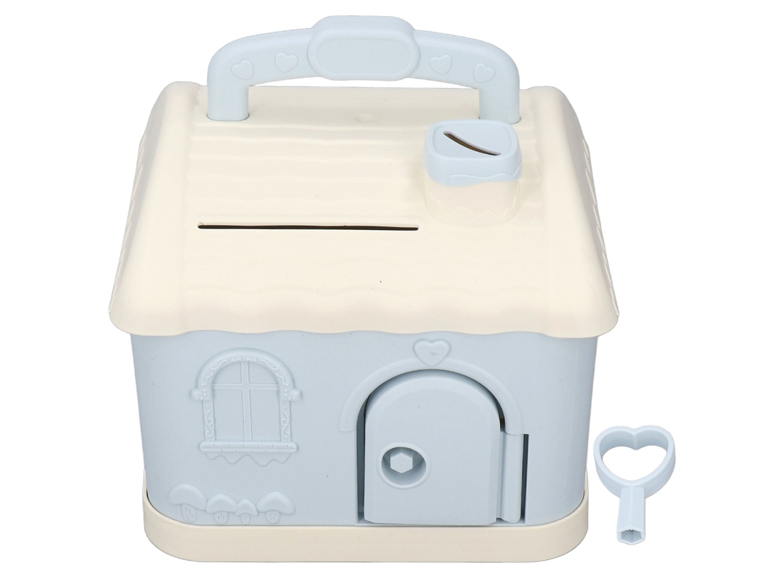 Primerox cofre de Moedas Plástico com Tranca Decorativo Casa Presente Aniversário Brinquedo Azul