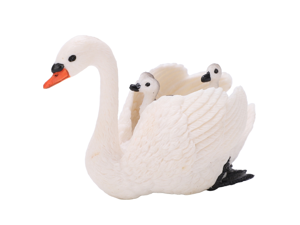 Mali modelo de Cisne Branco Realista Brinquedo Educativo com Cisnes Pequenos