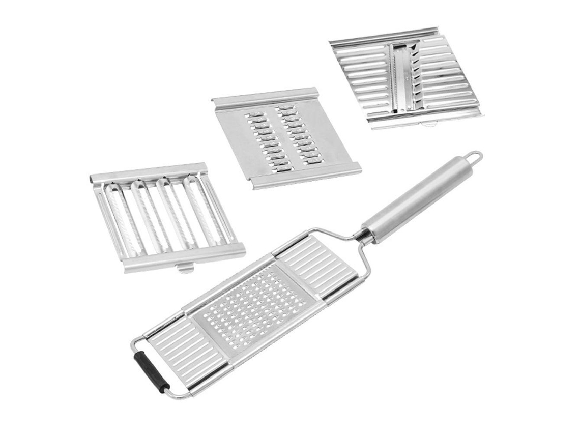 Cortador De Legumes Manual 3 Em 1 Com Cabo Longo E Ralador, Multifuncional, Em Aço Inoxidável. Utensílio De Cozinha Completo
