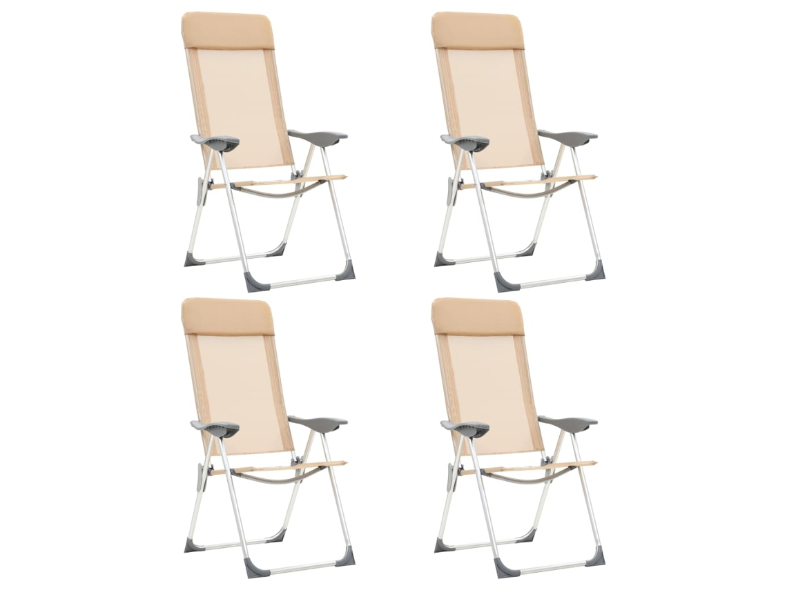 Vidaxl Cadeiras De Campismo Dobráveis 4 Pcs Alumínio Creme