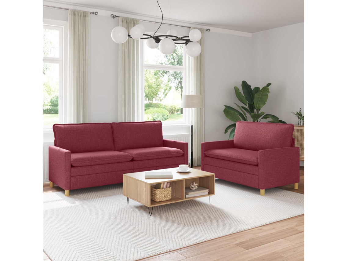 Vidaxl Conjunto De Sofás 2 Unid. Vinho Vermelho Tecido