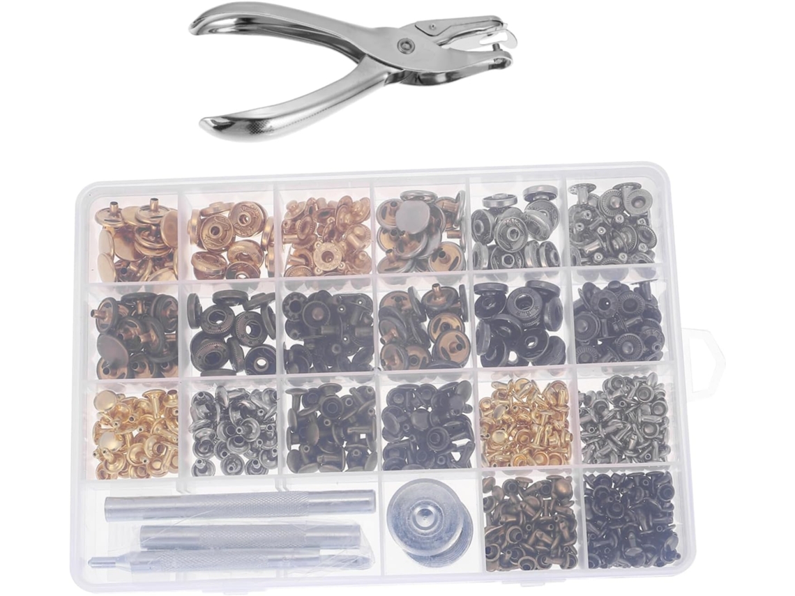Conjunto De 240 Peças Rebites Couro Para Reparo Bagagem,artesanato E Instalação Sólidos.