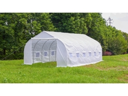 Estufa túnel 595x300x200cm com 12 janelas e porta enrolável branca BTFORUS