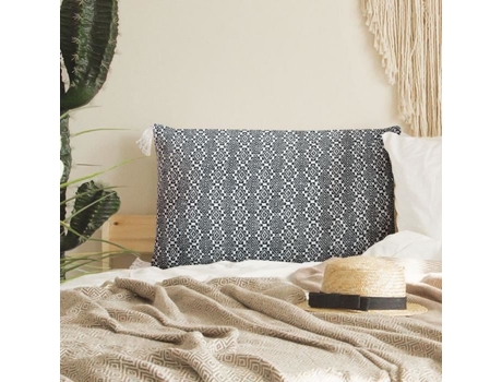 Coussin Étnico Com Padrão Étnico Branco E Cinza 60x40