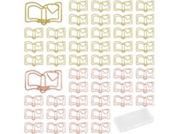 Clips De Papel Em Formato Livro, Nas Cores Ouro Rosa E Dourado, Com Estampa De Coração, Pacote Com 100 Unidades