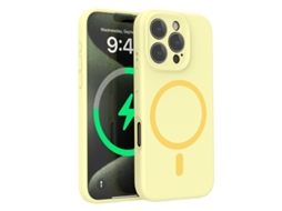 Capa Para Iphone 16 Plus (amarelo Claro), Em Silicone Líquido, Com Proteção Para A Lente E Forte Fixação Magnética.