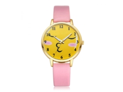 Reloj De Pulsera Analógico De Cuarzo Con Correa Pu, Caja De Aleación, Color Rosa