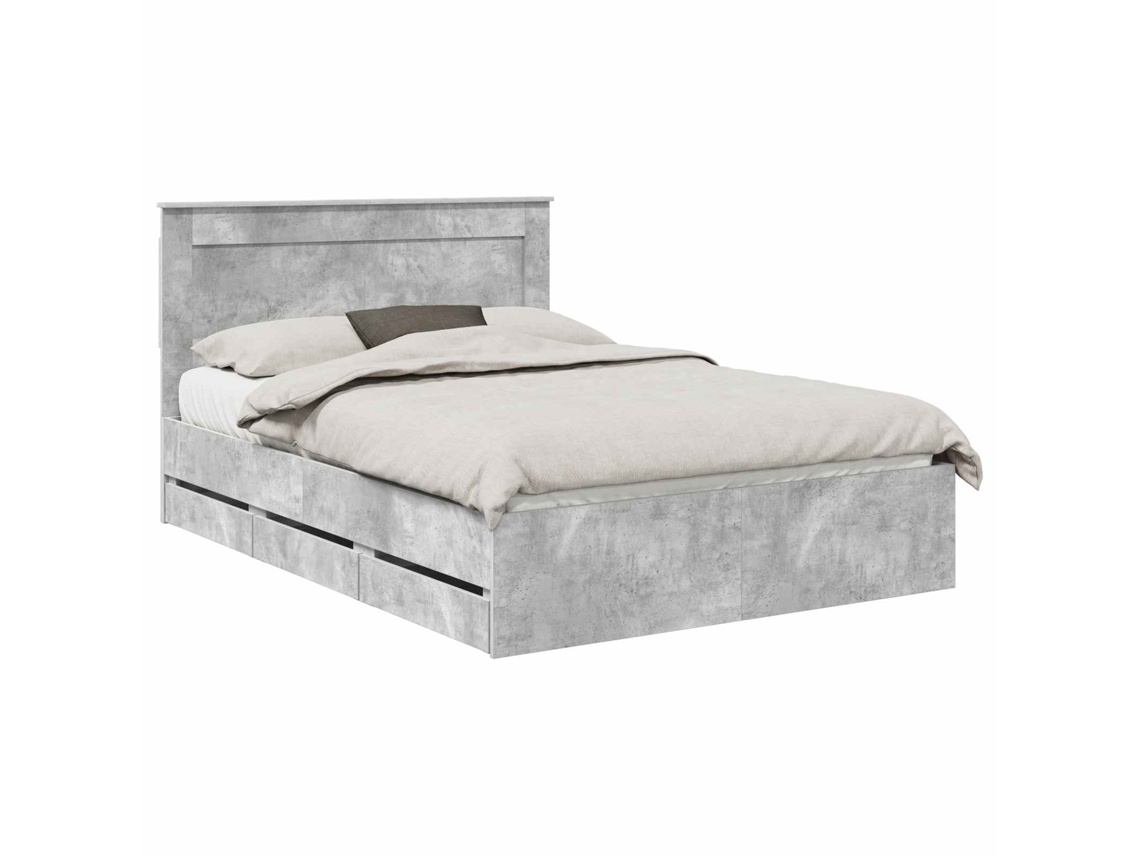 Estrutura de Cama Cinzento 160 X 200 cm Madeira de Engenharia