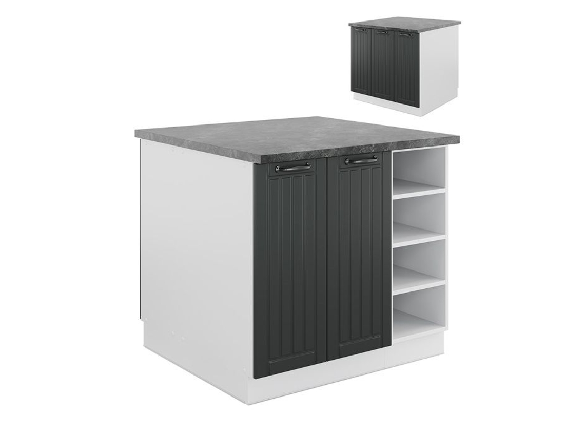 Ilha de cozinha VICCO Fame-Line, casa de campo antracite/branco, 90 cm sem bancada