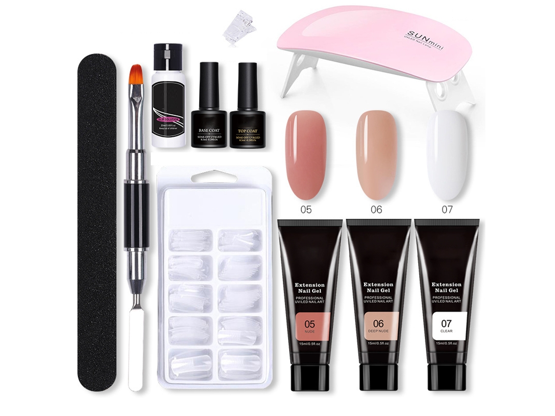 Kit de gel para unhas Rebe-kit com lâmpada e ferramentas, 11 peças, para iniciantes e salões de beleza.