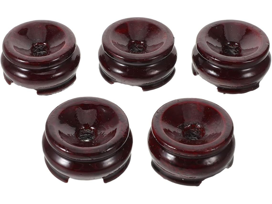 Bases Madeira Marrom Suportes Decorativos Elegantes Versáteis Conjunto 5 Bolas Esferas Vidro Decoração GOKOCO