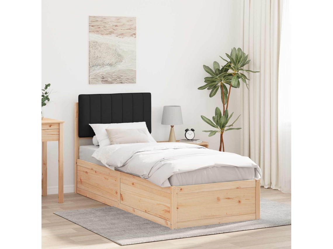 Vidaxl Estrutura De Cama Com Cabeceira Estofada Preto 80 X 200 Cm