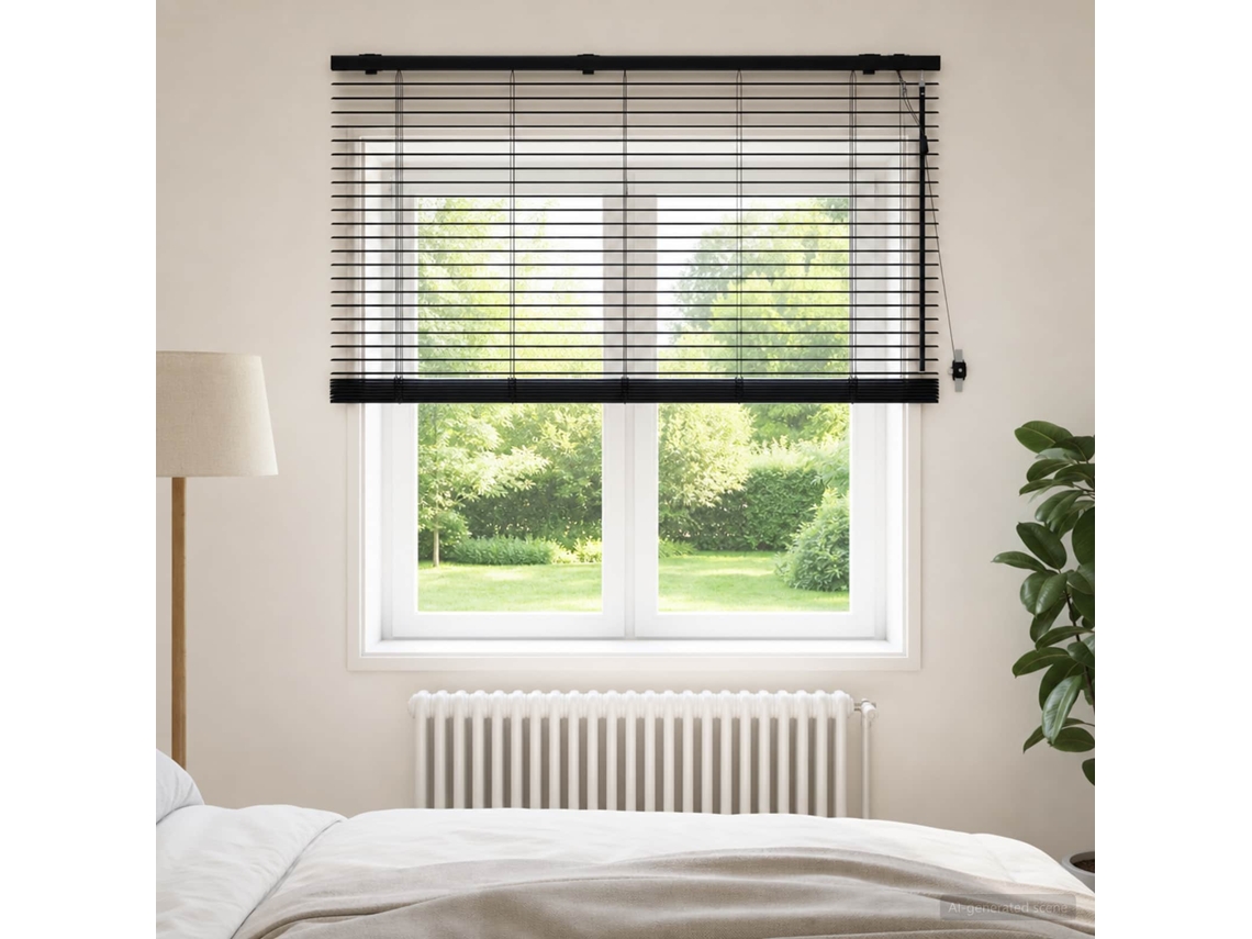 Vidaxl Cortina Veneziana Preto 125 X 160 Cm 35 Mm