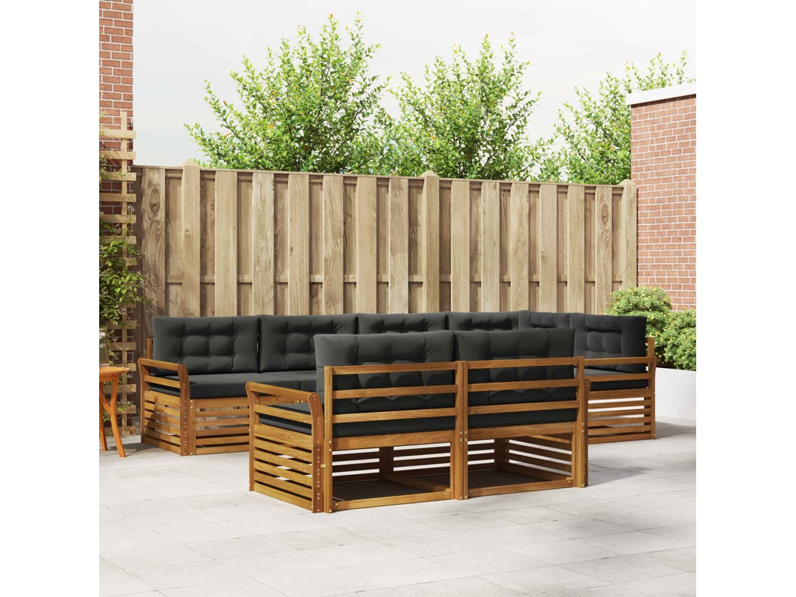 Vidaxl Conjunto De Sofás Para Exterior 7 Pcs Natural E Antracite