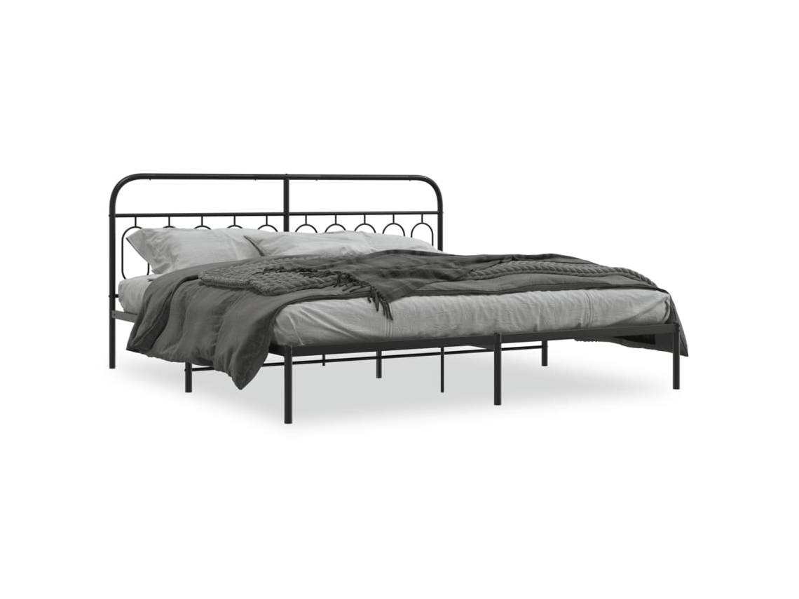 Bed Frame, Bed Frames Vidaxl Preto Metal (200 X 200 Cm)