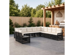 Vidaxl Conjunto De Sofá De Jardim 11 Unid. Preto Vime Pe