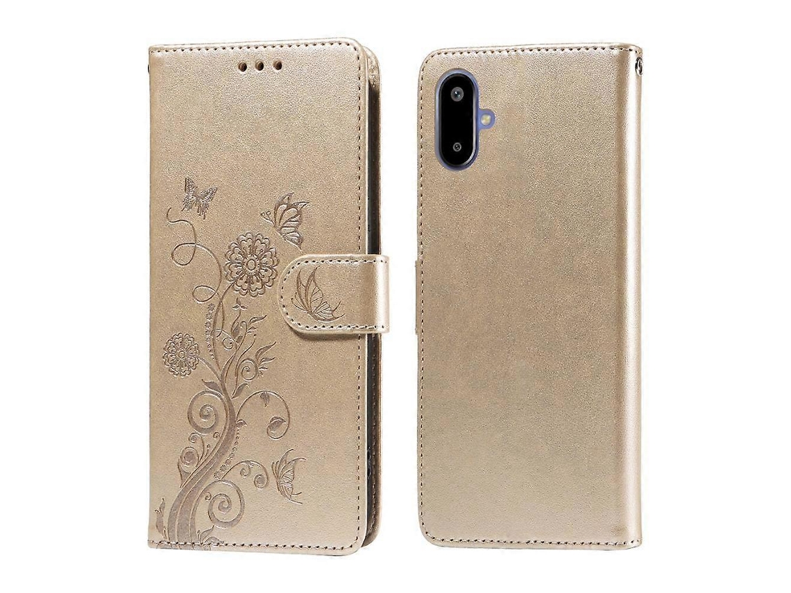Capa De Celular Em Couro Com Estampa De Borboletas E Flores Em Relevo Para Samsung Galaxy F06 5g / M06 5g