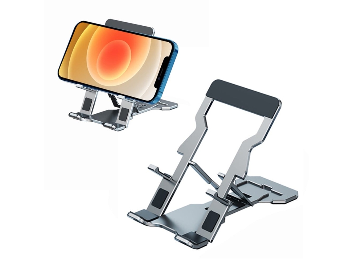 Suporte De Mesa Universal Dobrável Para Celular - Prateado