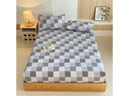 Lençol Elástico, 180*200cm, Tecido De Algodão Cru, Bolso Profundo De 30cm, Estilo Casa De Campo,para Meninas E Mulheres. Grade Hexinyigjly