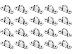 Gancho De Teto Pequeno Com Placa Olhal Prateada, 20 Peças, Aço Inoxidável, Base Oval