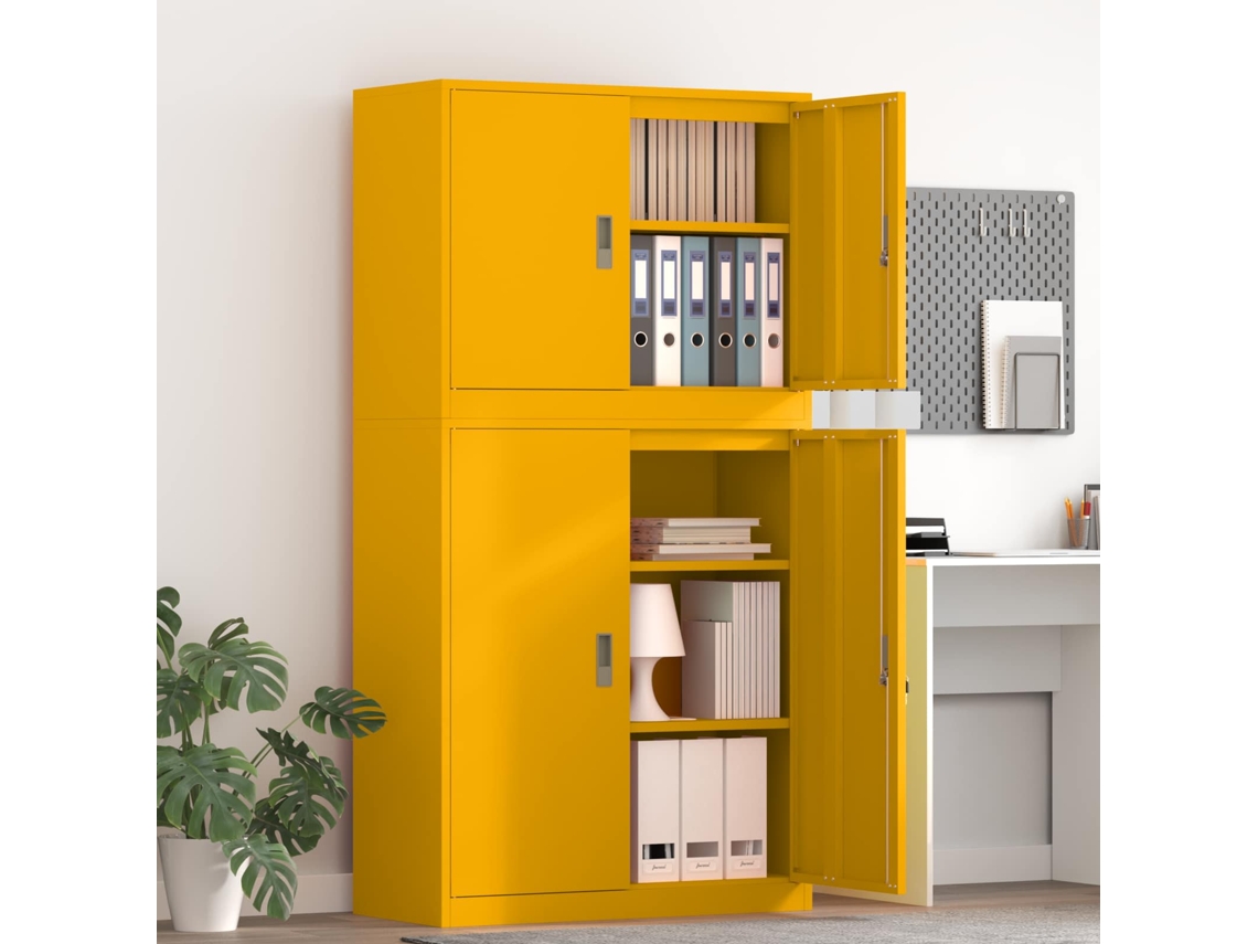 Vidaxl Armário De Arrumação 2 Unid. Amarelo-mostarda 90 X 40 X 175 Cm