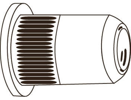 Porca de Rebitar Cabeça Larga Fundo Aberto (Estriada) CHEMITOOL LV 9201 M6 Inox Passivado