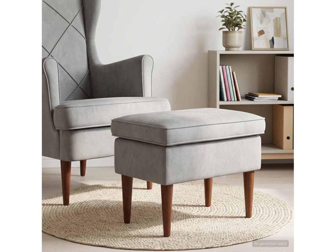 Vidaxl Pufe Para Os Pés Cinzento-claro 55 X 35 X 41 Cm Veludo
