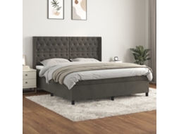 Vidaxl Cama Com Molas/colchão 160x200 Cm Veludo Cinzento-escuro
