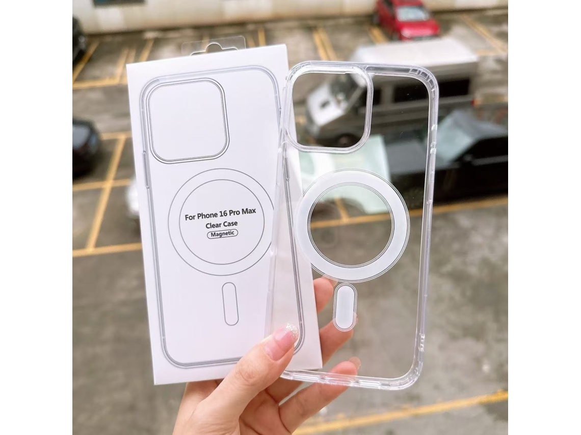 Capa Magnética Transparente Em Acrílico Para Iphone 17 Com Proteção Total Contra Quedas.