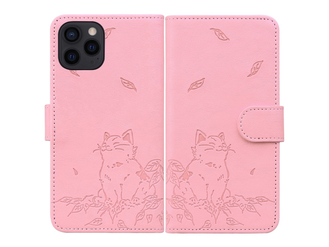 Capa Em Couro Pu Para Apple Iphone 16 Pro - Rosa