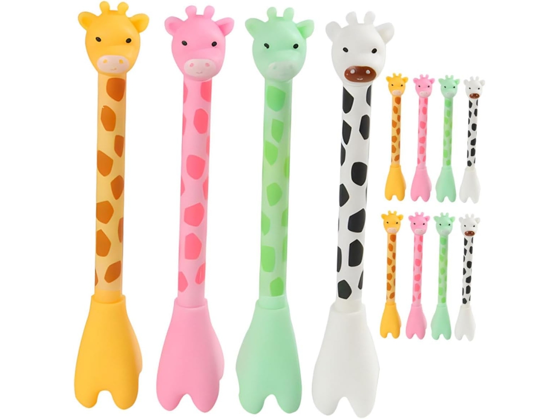 Conjunto De 12 Canetas Esferográficas Criativas Com Estampa Girafa Da