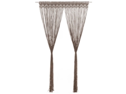 Vidaxl Cortina Em Macramé 140x240 Cm Algodão Cinzento-acastanhado