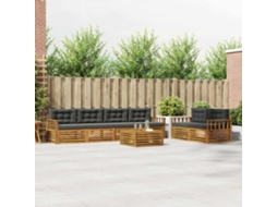 Vidaxl Conjunto De Sofás Para Exterior 7 Unid. Natural E Antracite
