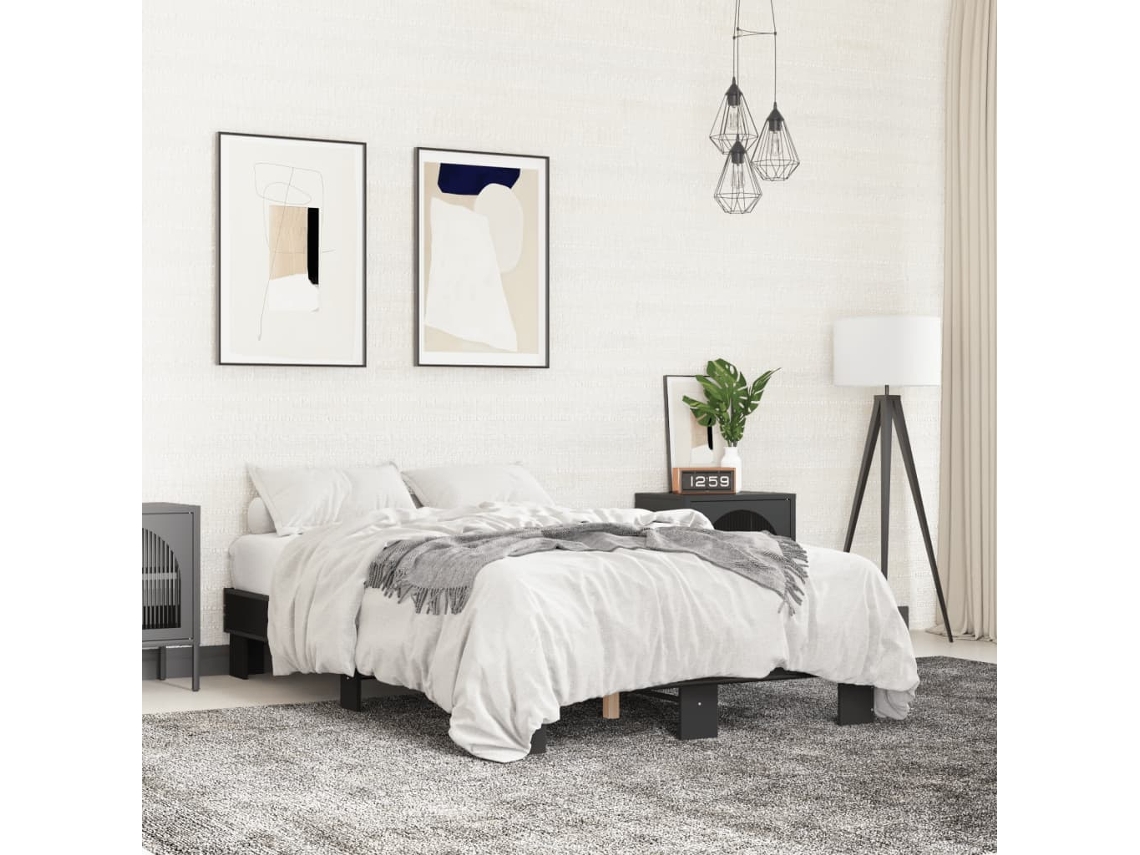 Vidaxl Estrutura De Cama 120x200 Cm Derivados De Madeira/metal Preto