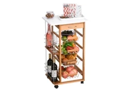 Carrinho de Cozinha Mdf, Madeira de Pinho e Metal Cor Cor de Madeira Natural 47x37x83 cm Homcom