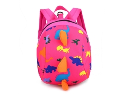 Mochila Infantil Fofa Com Estampa De Dinossauro E Cinto De Segurança Com Coleira Slowmoose (rosa)