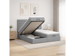 Vidaxl Cama Ottoman Com Colchão 2 Unid. Cinzento-claro Tecido
