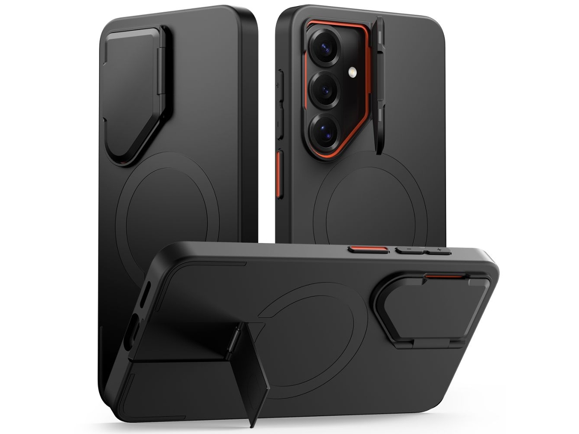 Capa Protetora Tech-protect Kevlar Aura Para Galaxy S26, Preta E Laranja.