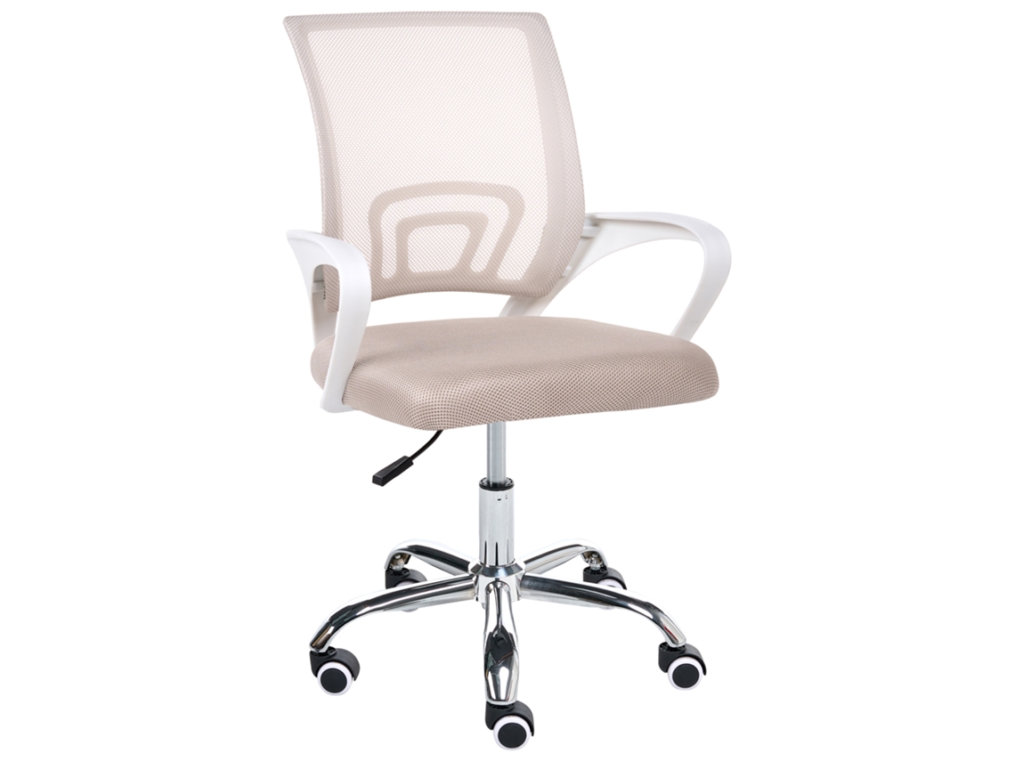 Cadeira De Escritório Beliani Solid De Malha Creme 60x60x95