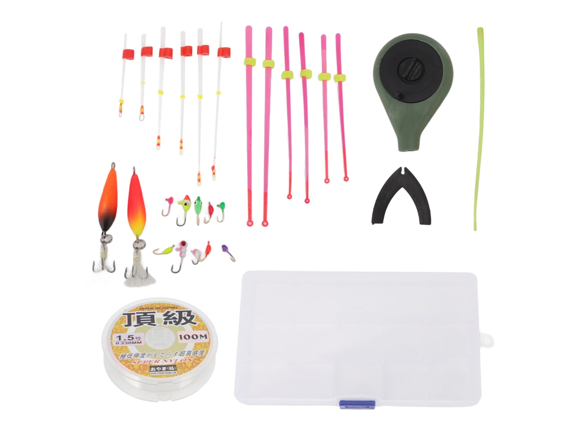 Mali kit de Vara de Pesca no Gelo Mini com Molinete e Acessórios Portátil para Inverno Od Green