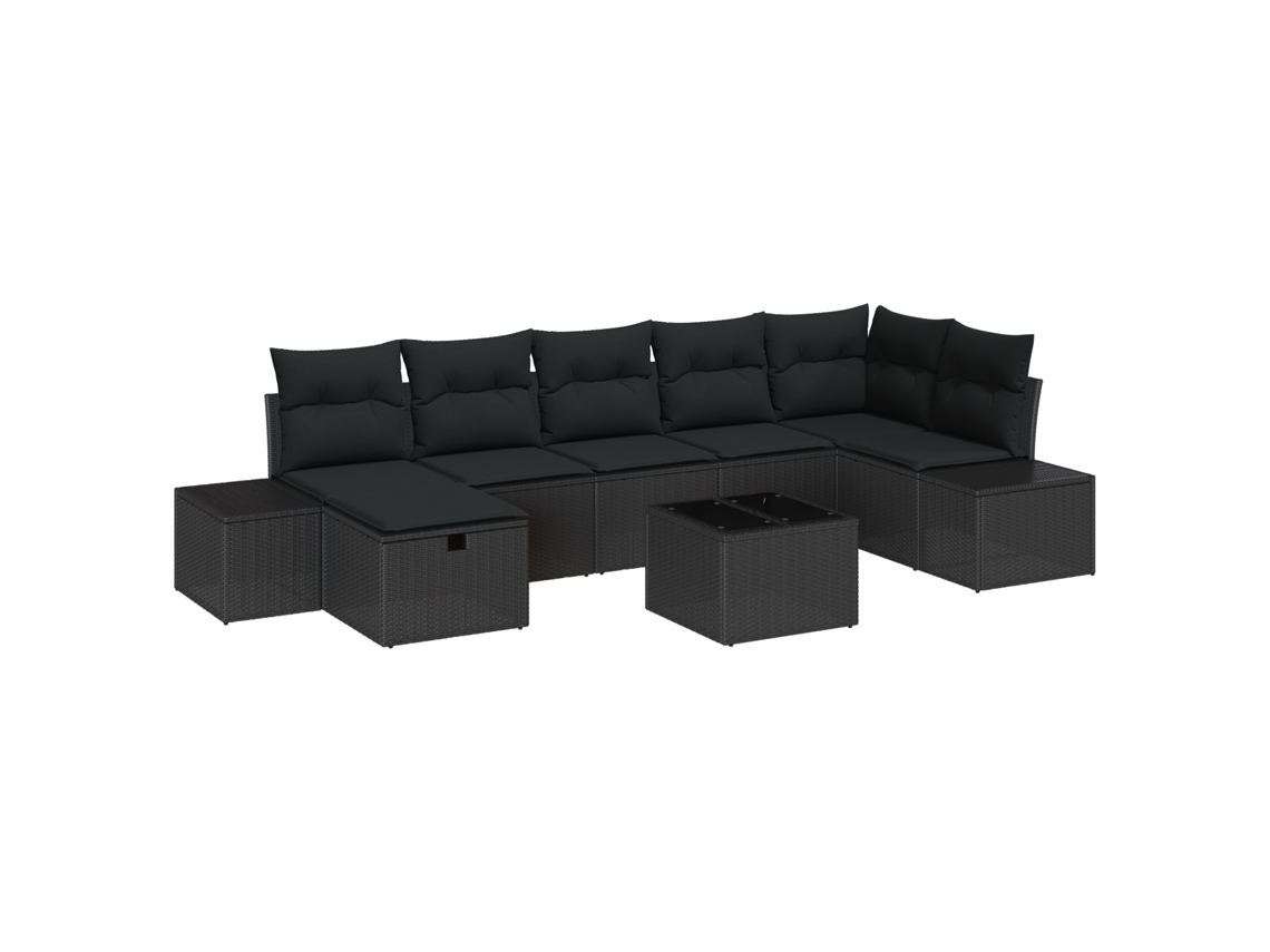 Conjunto 8 Móveis Para Exterior Vidaxl Preto Vime Pe (319 X 154 X 85 Cm)