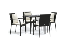 Garden Dining Set, Garden Dining Sets Vidaxl Preto Rattan / Vime (mesa Com 80 Cm De Comprimento)