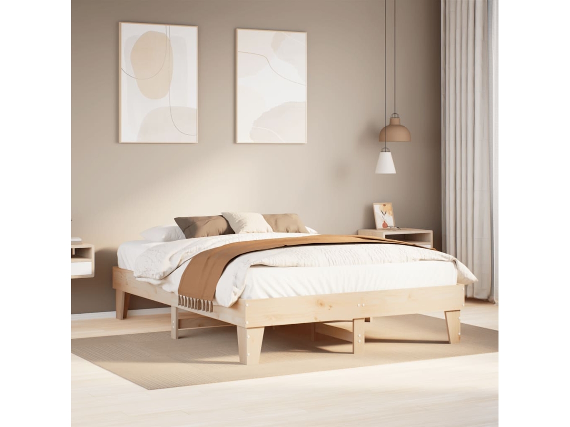 Vidaxl Cama Sem Colchão 140x200 Cm Madeira De Pinho Maciça
