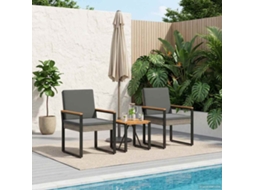 Vidaxl Conjunto De Móveis Para Exterior 3 Unid. Cinza E Cinza Escuro