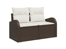 Conjunto 1 Sofá De Jardim Vidaxl Castanho Vime Pe (124 X 62 X 69cm)